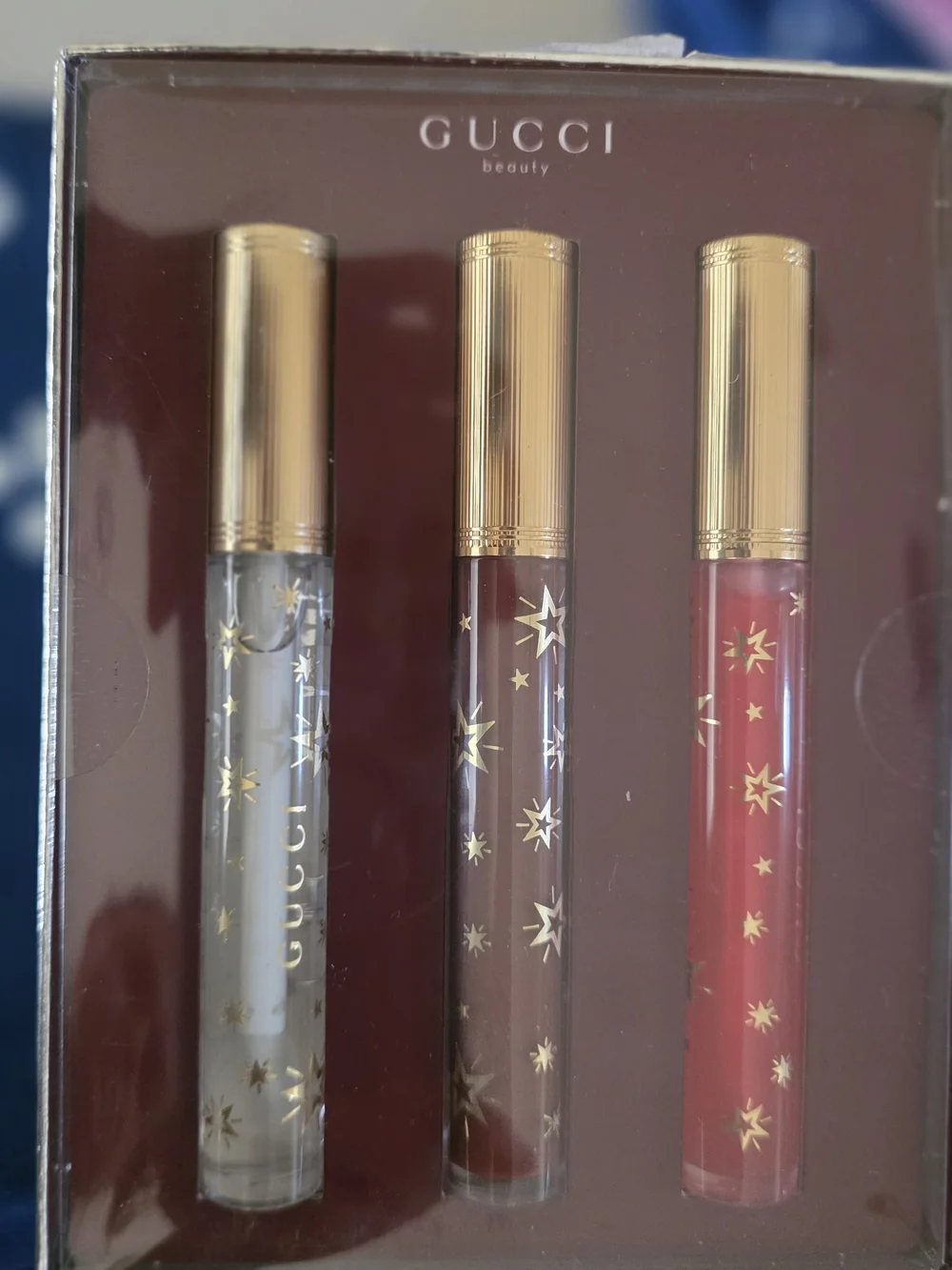 Gucci Beauty Lip Gloss Trio — Clear, Deep Berry, Rosy Pink
